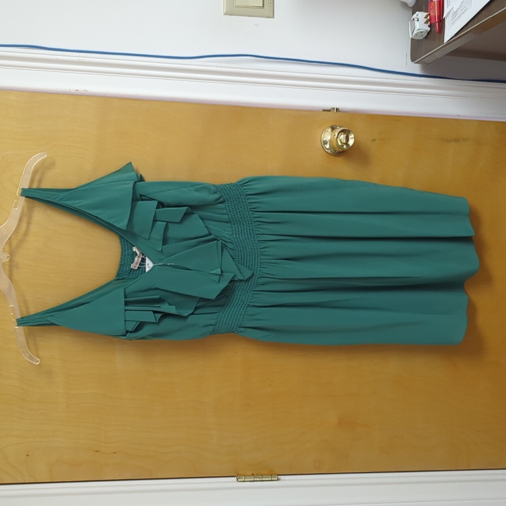 NWT Rebecca Taylor Green Ruffle Dress, Sz 12
